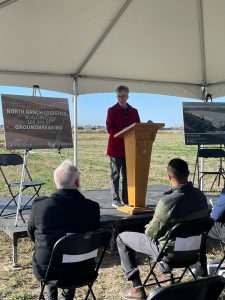 Commissioner Van Beek speaking at North Ranch groundbreaking