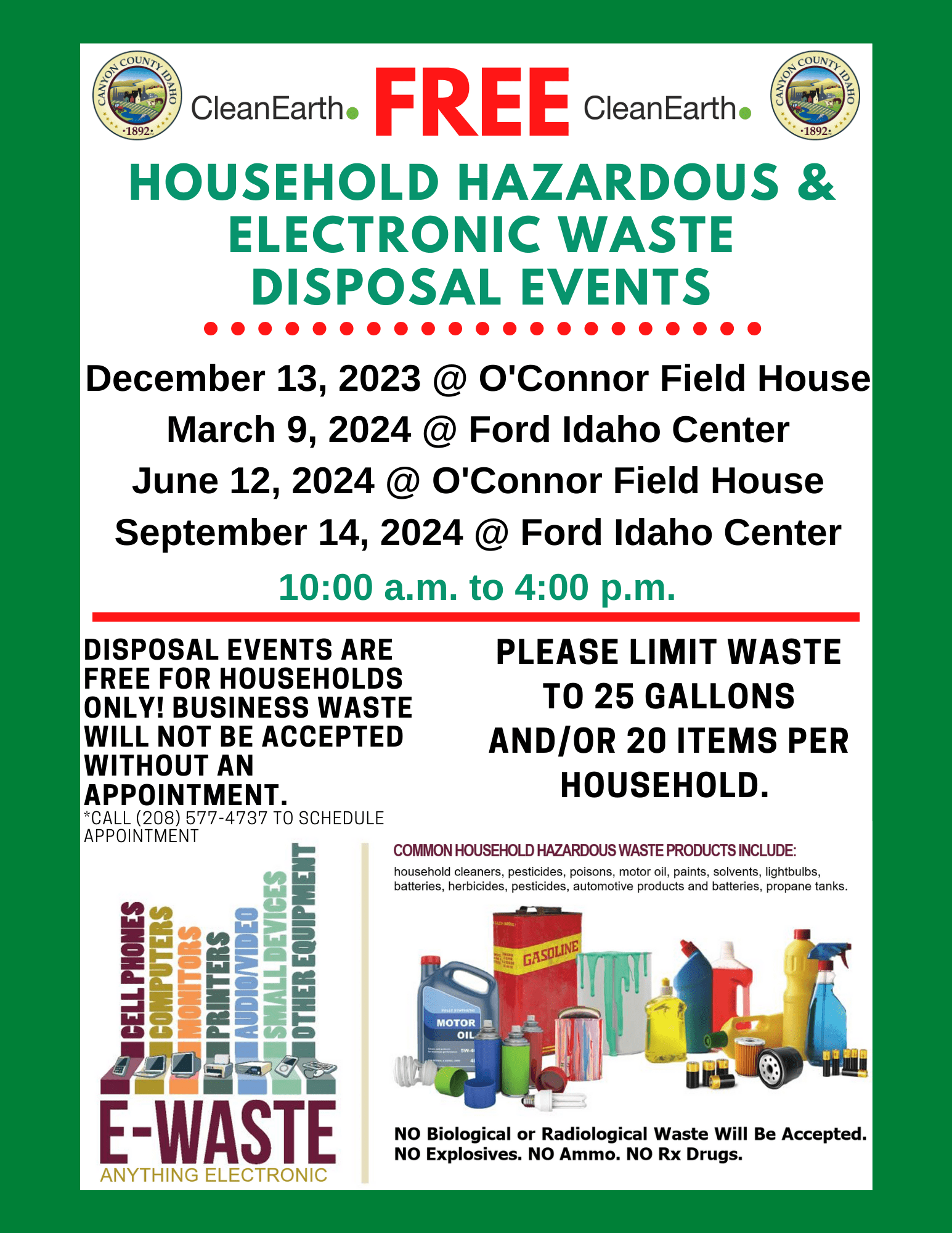 FREE HOUSEHOLD HAZARDOUS WASTE & ELECTRONIC WASTE DISPOSAL