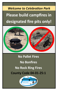 Fires in Designated Firepits Only at Celebration Park