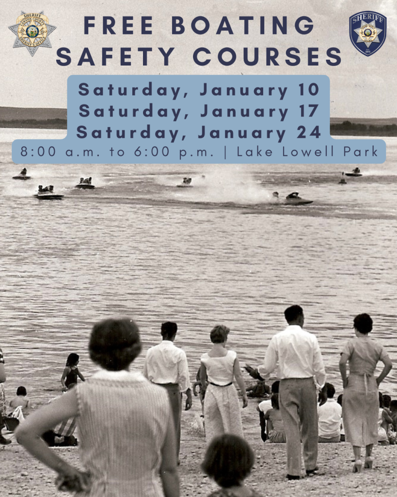 Graphic for the free boating safety course in January 2026.