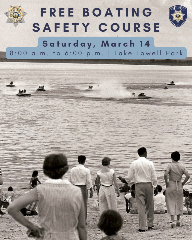 Graphic for free boating safety course on March 14. 